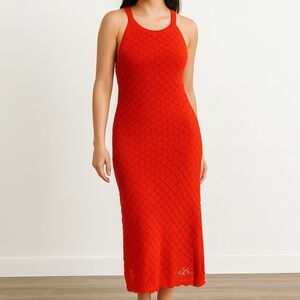Crochet orange-red Eliza J halter dress